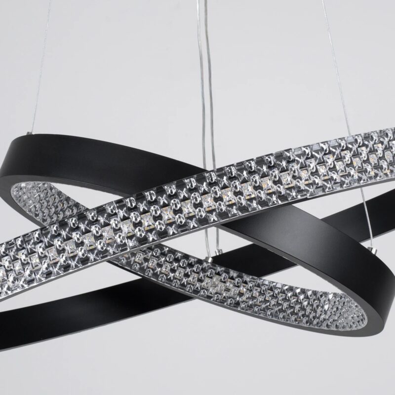 kelvo® DIAMOND KLV-101-0235-V2 Κρεμαστό Φωτιστικό Οροφής LED 75W 7500lm 360° AC 220-240V IP20 Ρυθμιζόμενο Λευκό CCT με Χειριστήριο από 2700K έως 6000K Dimmable – Lumileds SMD Chip – Μαύρο Ματ – Μ60 x Π60 x Υ40cm – 3 Χρόνια Εγγύηση