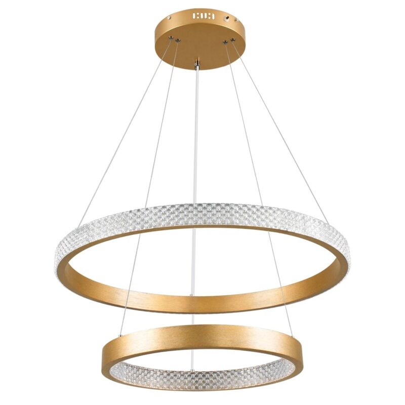 kelvo® DIAMOND KLV-101-0236 Κρεμαστό Φωτιστικό Οροφής LED 75W 7500lm 360° AC 220-240V IP20 Ρυθμιζόμενο Λευκό CCT με Χειριστήριο από 2700K έως 6000K Dimmable – Lumileds SMD Chip – Χρυσό Πλατίνα – Μ60 x Π60 x Υ40cm – 3 Χρόνια Εγγύηση