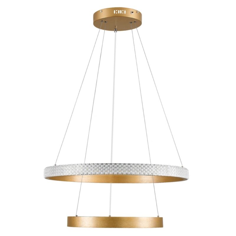 kelvo® DIAMOND KLV-101-0236 Κρεμαστό Φωτιστικό Οροφής LED 75W 7500lm 360° AC 220-240V IP20 Ρυθμιζόμενο Λευκό CCT με Χειριστήριο από 2700K έως 6000K Dimmable – Lumileds SMD Chip – Χρυσό Πλατίνα – Μ60 x Π60 x Υ40cm – 3 Χρόνια Εγγύηση