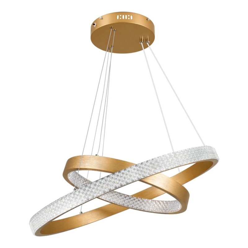 kelvo® DIAMOND KLV-101-0236-V2 Κρεμαστό Φωτιστικό Οροφής LED 75W 7500lm 360° AC 220-240V IP20 Ρυθμιζόμενο Λευκό CCT με Χειριστήριο από 2700K έως 6000K Dimmable – Lumileds SMD Chip – Χρυσό Πλατίνα – Μ60 x Π60 x Υ40cm – 3 Χρόνια Εγγύηση