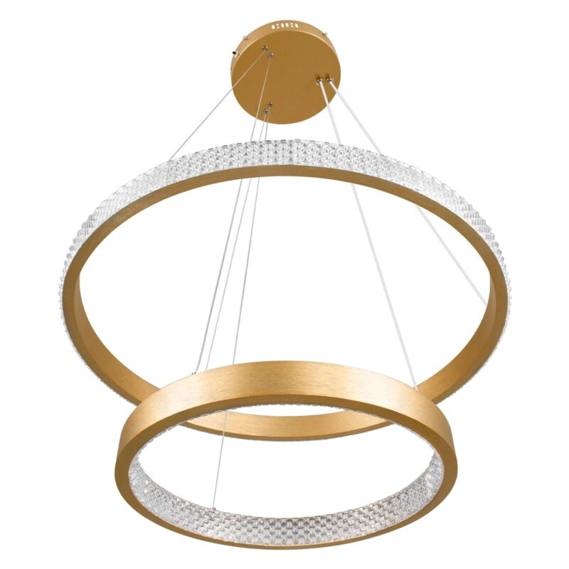 kelvo® DIAMOND KLV-101-0236-V2 Κρεμαστό Φωτιστικό Οροφής LED 75W 7500lm 360° AC 220-240V IP20 Ρυθμιζόμενο Λευκό CCT με Χειριστήριο από 2700K έως 6000K Dimmable – Lumileds SMD Chip – Χρυσό Πλατίνα – Μ60 x Π60 x Υ40cm – 3 Χρόνια Εγγύηση