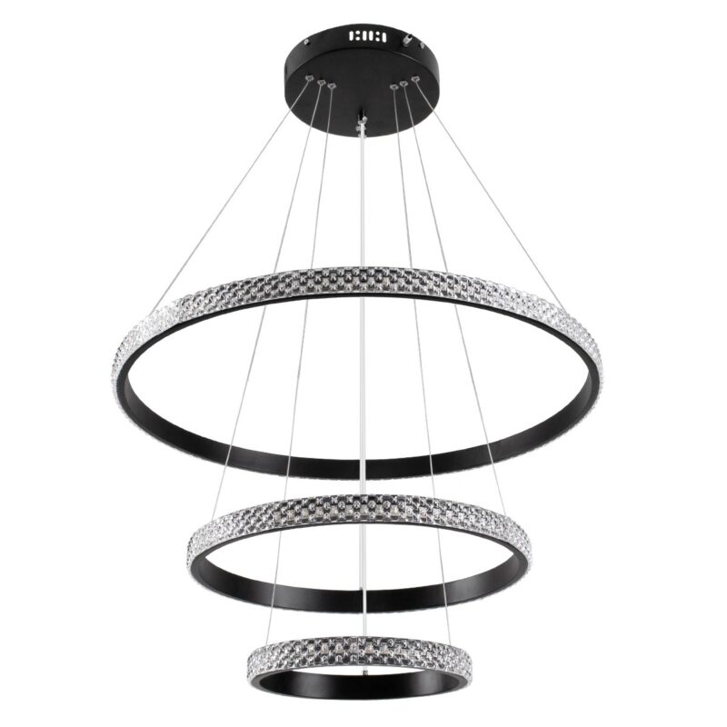 kelvo® DIAMOND KLV-101-0237 Κρεμαστό Φωτιστικό Οροφής LED 100W 10000lm 180° AC 220-240V IP20 Ρυθμιζόμενο Λευκό CCT με Χειριστήριο από 2700K έως 6000K Dimmable – Lumileds SMD Chip – Μαύρο Ματ – Μ60 x Π60 x Υ60cm – 3 Χρόνια Εγγύηση