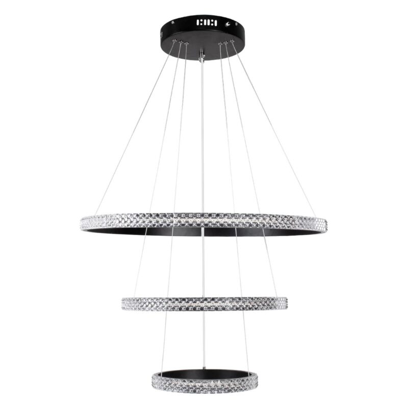 kelvo® DIAMOND KLV-101-0237 Κρεμαστό Φωτιστικό Οροφής LED 100W 10000lm 180° AC 220-240V IP20 Ρυθμιζόμενο Λευκό CCT με Χειριστήριο από 2700K έως 6000K Dimmable – Lumileds SMD Chip – Μαύρο Ματ – Μ60 x Π60 x Υ60cm – 3 Χρόνια Εγγύηση