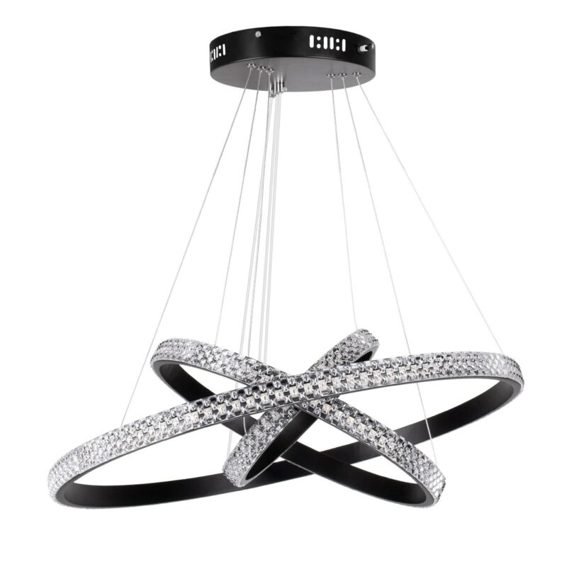 kelvo® DIAMOND KLV-101-0237-V2 Κρεμαστό Φωτιστικό Οροφής LED 100W 10000lm 180° AC 220-240V IP20 Ρυθμιζόμενο Λευκό CCT με Χειριστήριο από 2700K έως 6000K Dimmable – Lumileds SMD Chip – Μαύρο Ματ – Μ60 x Π60 x Υ60cm – 3 Χρόνια Εγγύηση
