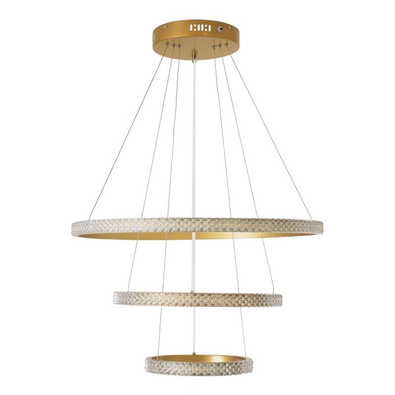 kelvo® DIAMOND KLV-101-0238 Κρεμαστό Φωτιστικό Οροφής LED 100W 10000lm 180° AC 220-240V IP20 Ρυθμιζόμενο Λευκό CCT με Χειριστήριο από 2700K έως 6000K Dimmable – Lumileds SMD Chip – Χρυσό Πλατίνα – Μ60 x Π60 x Υ60cm – 3 Χρόνια Εγγύηση