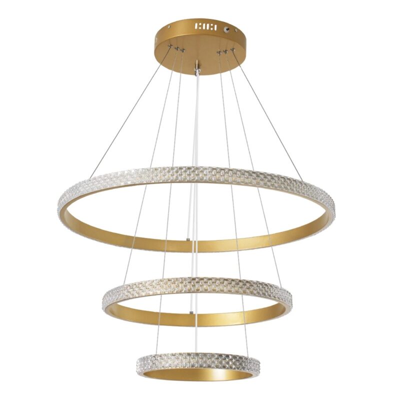 kelvo® DIAMOND KLV-101-0238-V2 Κρεμαστό Φωτιστικό Οροφής LED 100W 10000lm 180° AC 220-240V IP20 Ρυθμιζόμενο Λευκό CCT με Χειριστήριο από 2700K έως 6000K Dimmable – Lumileds SMD Chip – Χρυσό Πλατίνα – Μ60 x Π60 x Υ60cm – 3 Χρόνια Εγγύηση