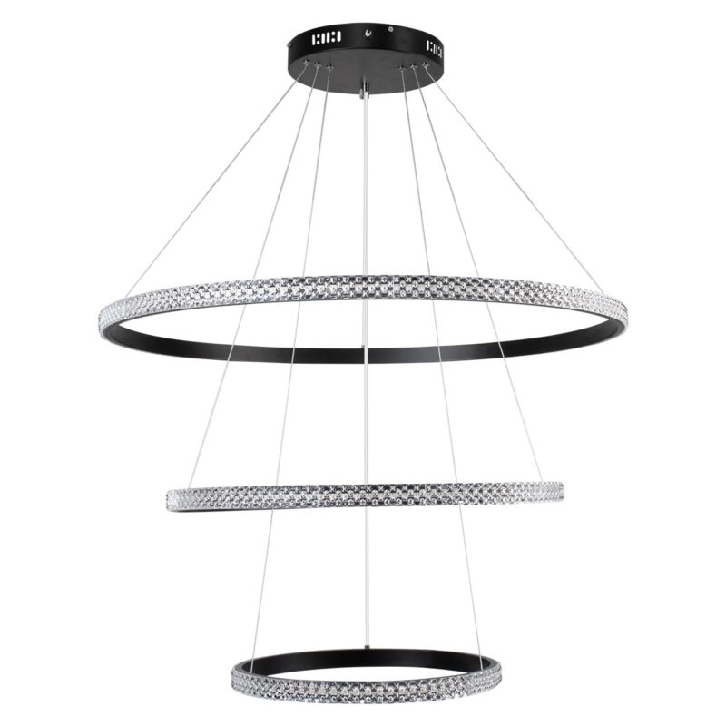 kelvo® DIAMOND KLV-101-0239 Κρεμαστό Φωτιστικό Οροφής LED 120W 12000lm 180° AC 220-240V IP20 Ρυθμιζόμενο Λευκό CCT με Χειριστήριο από 2700K έως 6000K Dimmable – Lumileds SMD Chip – Μαύρο Ματ – Μ80 x Π80 x Υ80cm – 3 Χρόνια Εγγύηση