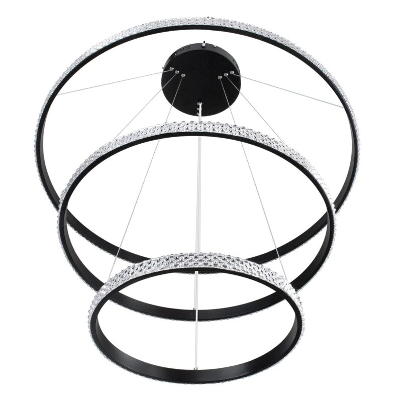 kelvo® DIAMOND KLV-101-0239 Κρεμαστό Φωτιστικό Οροφής LED 120W 12000lm 180° AC 220-240V IP20 Ρυθμιζόμενο Λευκό CCT με Χειριστήριο από 2700K έως 6000K Dimmable – Lumileds SMD Chip – Μαύρο Ματ – Μ80 x Π80 x Υ80cm – 3 Χρόνια Εγγύηση