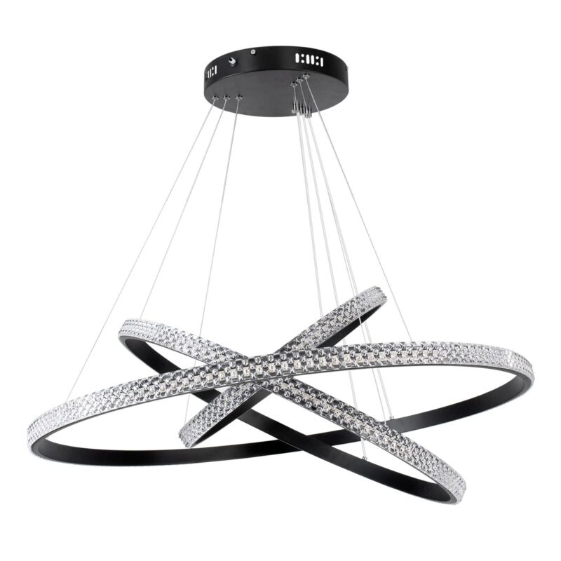 kelvo® DIAMOND KLV-101-0239 Κρεμαστό Φωτιστικό Οροφής LED 120W 12000lm 180° AC 220-240V IP20 Ρυθμιζόμενο Λευκό CCT με Χειριστήριο από 2700K έως 6000K Dimmable – Lumileds SMD Chip – Μαύρο Ματ – Μ80 x Π80 x Υ80cm – 3 Χρόνια Εγγύηση