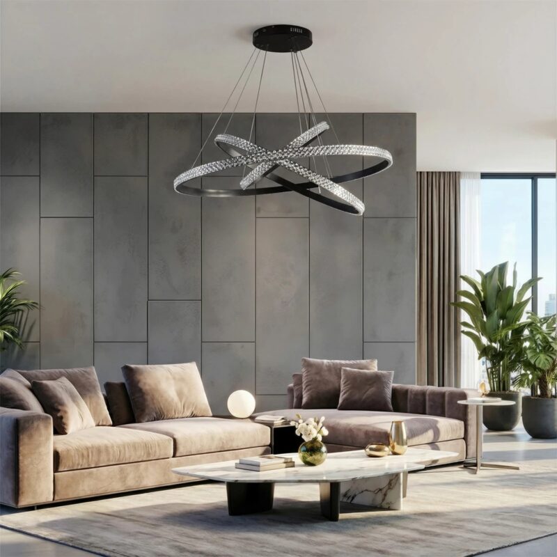 kelvo® DIAMOND KLV-101-0139-V2 Κρεμαστό Φωτιστικό Οροφής LED 120W 12000lm 180° AC 220-240V IP20 Ρυθμιζόμενο Λευκό CCT με Χειριστήριο από 2700K έως 6000K Dimmable – Lumileds SMD Chip – Μαύρο Ματ – Μ80 x Π80 x Υ80cm – 3 Χρόνια Εγγύηση