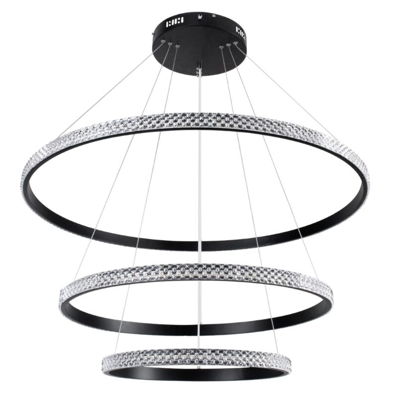 kelvo® DIAMOND KLV-101-0139-V2 Κρεμαστό Φωτιστικό Οροφής LED 120W 12000lm 180° AC 220-240V IP20 Ρυθμιζόμενο Λευκό CCT με Χειριστήριο από 2700K έως 6000K Dimmable – Lumileds SMD Chip – Μαύρο Ματ – Μ80 x Π80 x Υ80cm – 3 Χρόνια Εγγύηση