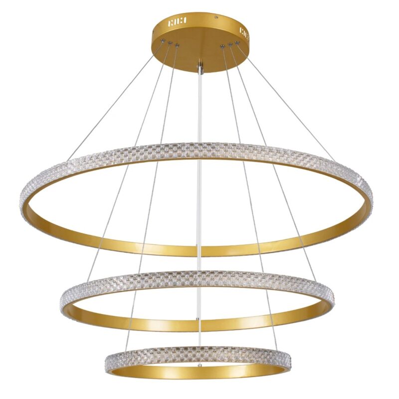 kelvo® DIAMOND KLV-101-0240 Κρεμαστό Φωτιστικό Οροφής LED 120W 12000lm 180° AC 220-240V IP20 Ρυθμιζόμενο Λευκό CCT με Χειριστήριο από 2700K έως 6000K Dimmable – Lumileds SMD Chip – Χρυσό Πλατίνα – Μ80 x Π80 x Υ80cm – 3 Χρόνια Εγγύηση