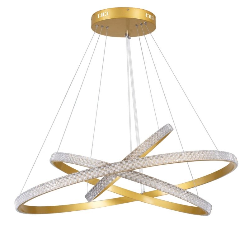 kelvo® DIAMOND KLV-101-0240-V2 Κρεμαστό Φωτιστικό Οροφής LED 120W 12000lm 180° AC 220-240V IP20 Ρυθμιζόμενο Λευκό CCT με Χειριστήριο από 2700K έως 6000K Dimmable – Lumileds SMD Chip – Χρυσό Πλατίνα – Μ80 x Π80 x Υ80cm – 3 Χρόνια Εγγύηση