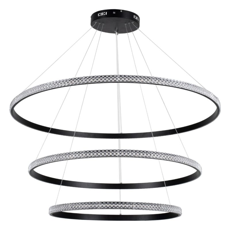 kelvo® DIAMOND KLV-101-0241 Κρεμαστό Φωτιστικό Οροφής LED 150W 15000lm 180° AC 220-240V IP20 Ρυθμιζόμενο Λευκό CCT με Χειριστήριο από 2700K έως 6000K Dimmable – Lumileds SMD Chip – Μαύρο Ματ – Μ100 x Π100 x Υ100cm – 3 Χρόνια Εγγύηση
