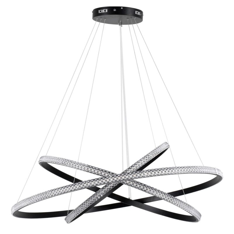 kelvo® DIAMOND KLV-101-0241 Κρεμαστό Φωτιστικό Οροφής LED 150W 15000lm 180° AC 220-240V IP20 Ρυθμιζόμενο Λευκό CCT με Χειριστήριο από 2700K έως 6000K Dimmable – Lumileds SMD Chip – Μαύρο Ματ – Μ100 x Π100 x Υ100cm – 3 Χρόνια Εγγύηση