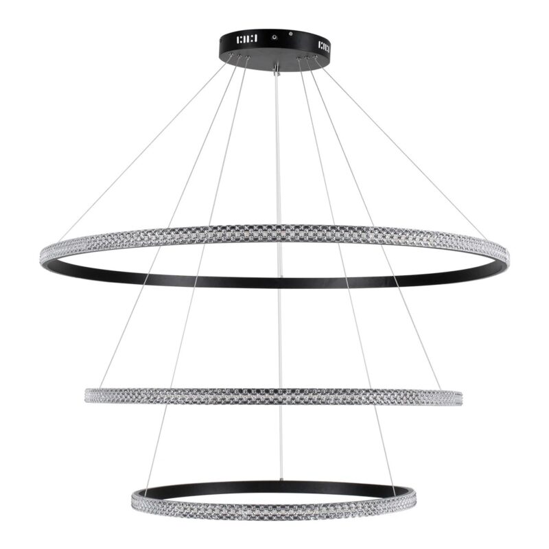 kelvo® DIAMOND KLV-101-0241-V2 Κρεμαστό Φωτιστικό Οροφής LED 150W 15000lm 180° AC 220-240V IP20 Ρυθμιζόμενο Λευκό CCT με Χειριστήριο από 2700K έως 6000K Dimmable – Lumileds SMD Chip – Μαύρο Ματ – Μ100 x Π100 x Υ100cm – 3 Χρόνια Εγγύηση