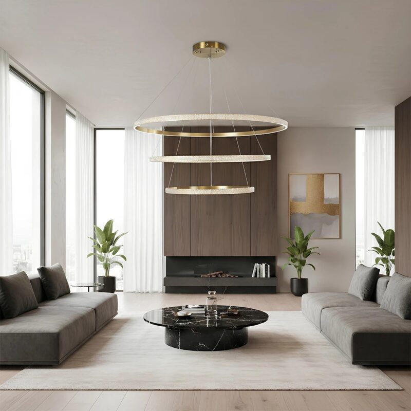 kelvo® DIAMOND KLV-101-0242 Κρεμαστό Φωτιστικό Οροφής LED 150W 15000lm 180° AC 220-240V IP20 Ρυθμιζόμενο Λευκό CCT με Χειριστήριο από 2700K έως 6000K Dimmable – Lumileds SMD Chip – Χρυσό Πλατίνα – Μ100 x Π100 x Υ100cm – 3 Χρόνια Εγγύηση