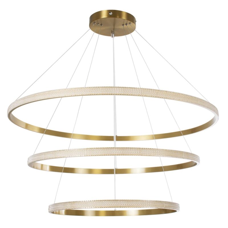 kelvo® DIAMOND KLV-101-0242 Κρεμαστό Φωτιστικό Οροφής LED 150W 15000lm 180° AC 220-240V IP20 Ρυθμιζόμενο Λευκό CCT με Χειριστήριο από 2700K έως 6000K Dimmable – Lumileds SMD Chip – Χρυσό Πλατίνα – Μ100 x Π100 x Υ100cm – 3 Χρόνια Εγγύηση