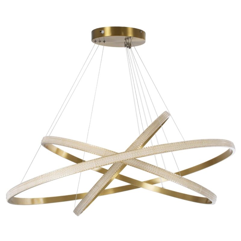 kelvo® DIAMOND KLV-101-0242-V2 Κρεμαστό Φωτιστικό Οροφής LED 150W 15000lm 180° AC 220-240V IP20 Ρυθμιζόμενο Λευκό CCT με Χειριστήριο από 2700K έως 6000K Dimmable – Lumileds SMD Chip – Χρυσό Πλατίνα – Μ100 x Π100 x Υ100cm – 3 Χρόνια Εγγύηση