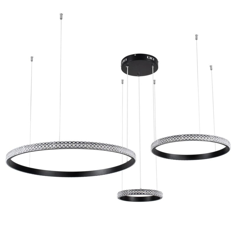 kelvo® DIAMOND KLV-101-0243 Κρεμαστό Φωτιστικό Οροφής LED 100W 10000lm 180° AC 220-240V IP20 Ρυθμιζόμενο Λευκό CCT με Χειριστήριο από 2700K έως 6000K Dimmable – Lumileds SMD Chip – Μαύρο Ματ – Μ110 x Π110 x Υ60cm – 3 Χρόνια Εγγύηση