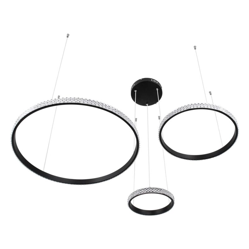 kelvo® DIAMOND KLV-101-0243 Κρεμαστό Φωτιστικό Οροφής LED 100W 10000lm 180° AC 220-240V IP20 Ρυθμιζόμενο Λευκό CCT με Χειριστήριο από 2700K έως 6000K Dimmable – Lumileds SMD Chip – Μαύρο Ματ – Μ110 x Π110 x Υ60cm – 3 Χρόνια Εγγύηση