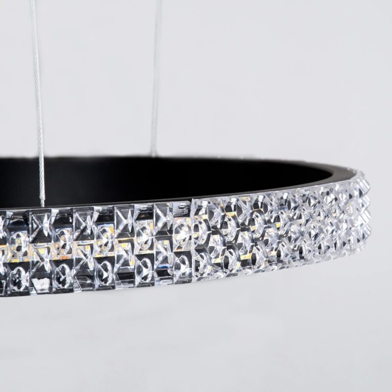 kelvo® DIAMOND KLV-101-0243 Κρεμαστό Φωτιστικό Οροφής LED 100W 10000lm 180° AC 220-240V IP20 Ρυθμιζόμενο Λευκό CCT με Χειριστήριο από 2700K έως 6000K Dimmable – Lumileds SMD Chip – Μαύρο Ματ – Μ110 x Π110 x Υ60cm – 3 Χρόνια Εγγύηση