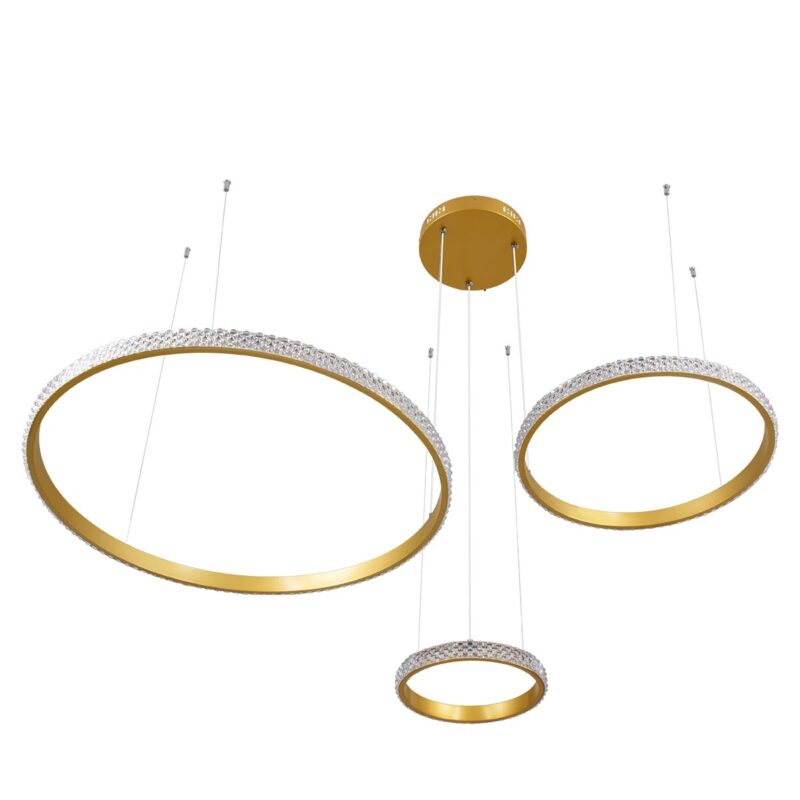 kelvo® DIAMOND KLV-101-0244 Κρεμαστό Φωτιστικό Οροφής LED 100W 10000lm 180° AC 220-240V IP20 Ρυθμιζόμενο Λευκό CCT με Χειριστήριο από 2700K έως 6000K Dimmable – Lumileds SMD Chip – Χρυσό Πλατίνα – Μ110 x Π110 x Υ60cm – 3 Χρόνια Εγγύηση