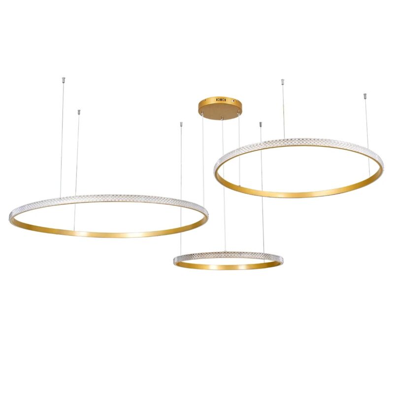 kelvo® DIAMOND KLV-101-0246 Κρεμαστό Φωτιστικό Οροφής LED 150W 15000lm 180° AC 220-240V IP20 Ρυθμιζόμενο Λευκό CCT με Χειριστήριο από 2700K έως 6000K Dimmable – Lumileds SMD Chip – Χρυσό Πλατίνα – Μ170 x Π170 x Υ60cm – 3 Χρόνια Εγγύηση