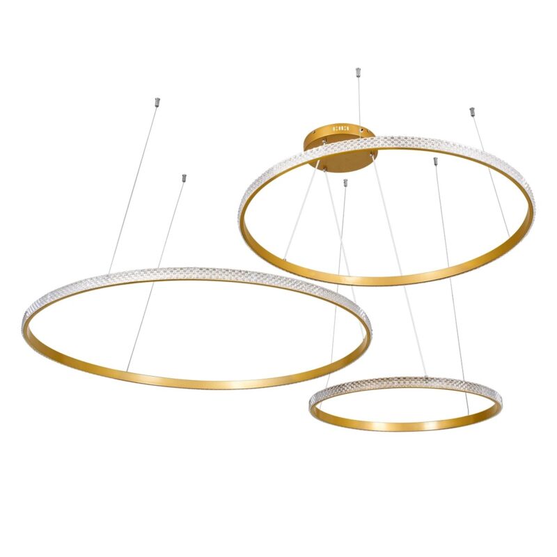 kelvo® DIAMOND KLV-101-0246 Κρεμαστό Φωτιστικό Οροφής LED 150W 15000lm 180° AC 220-240V IP20 Ρυθμιζόμενο Λευκό CCT με Χειριστήριο από 2700K έως 6000K Dimmable – Lumileds SMD Chip – Χρυσό Πλατίνα – Μ170 x Π170 x Υ60cm – 3 Χρόνια Εγγύηση