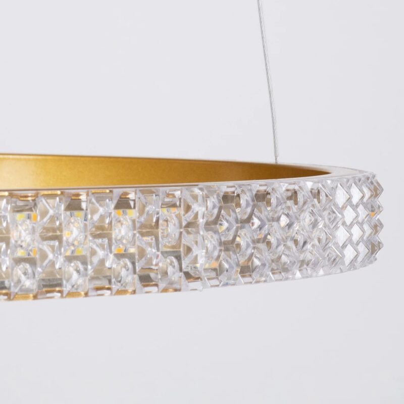 kelvo® DIAMOND KLV-101-0246 Κρεμαστό Φωτιστικό Οροφής LED 150W 15000lm 180° AC 220-240V IP20 Ρυθμιζόμενο Λευκό CCT με Χειριστήριο από 2700K έως 6000K Dimmable – Lumileds SMD Chip – Χρυσό Πλατίνα – Μ170 x Π170 x Υ60cm – 3 Χρόνια Εγγύηση