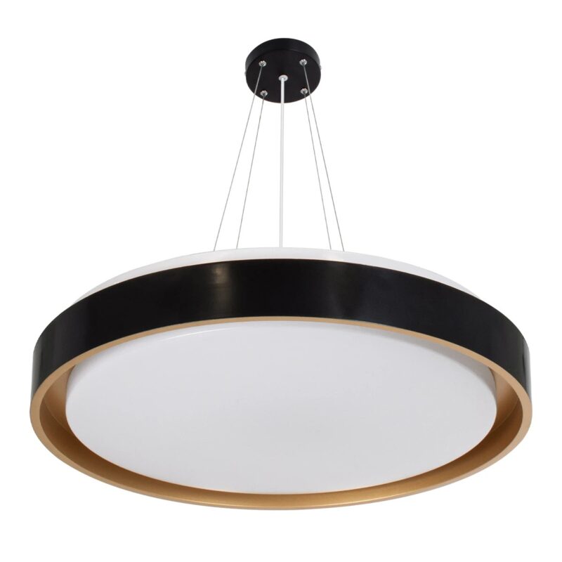 kelvo® BARCHETTA KLV-101-0266 Κρεμαστό Φωτιστικό Οροφής LED 72W 7200lm 120° AC 220-240V IP20 Ρυθμιζόμενο Λευκό CCT με Χειριστήριο από 2700K έως 6000K Dimmable – Lumileds SMD Chip – Μαύρο & Σαμπανιζέ Χρυσό Ματ – Μ48 x Π48 x Υ8.2cm – 3 Χρόνια Εγγύηση