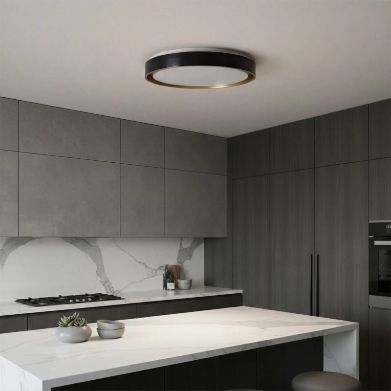 kelvo® BARCHETTA KLV-101-0266-V2 Φωτιστικό Οροφής LED 72W 7200lm 120° AC 220-240V IP20 Ρυθμιζόμενο Λευκό CCT με Χειριστήριο από 2700K έως 6000K Dimmable – Lumileds SMD Chip – Μαύρο & Σαμπανιζέ Χρυσό Ματ – Μ48 x Π48 x Υ8.2cm – 3 Χρόνια Εγγύηση