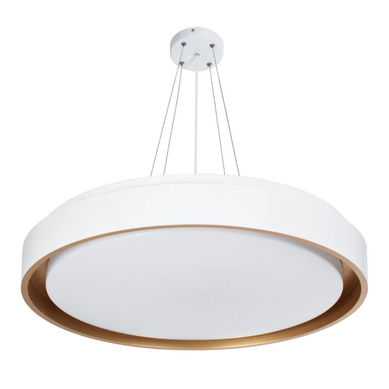 kelvo® BARCHETTA KLV-101-0267 Κρεμαστό Φωτιστικό Οροφής LED 72W 7200lm 120° AC 220-240V IP20 Ρυθμιζόμενο Λευκό CCT με Χειριστήριο από 2700K έως 6000K Dimmable – Lumileds SMD Chip – Λευκό & Σαμπανιζέ Χρυσό Ματ – Μ48 x Π48 x Υ8.2cm – 3 Χρόνια Εγγύηση