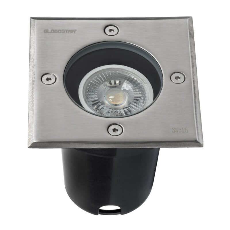 kelvo® KERIA KLV-101-0276 Χωνευτό Φωτιστικό Σποτ Δαπέδου για Λάμπα MR16 με Ντουί GU10 AC 220-240V Αδιάβροχο IP68 IK09 – Ανοξείδωτο Ατσάλι SS316 – Μ11 x Π11 x Υ11.5cm / Q10.4cm