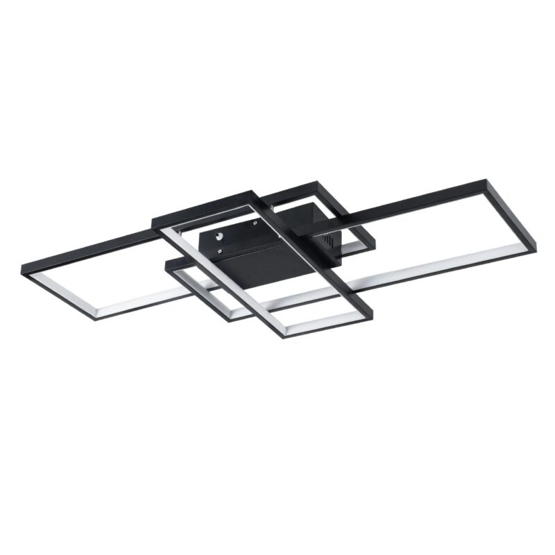 kelvo® QUADRA KLV-101-0293 Φωτιστικό Οροφής LED 100W 10000lm 120° AC 220-240V IP20 Ρυθμιζόμενο Λευκό CCT με Χειριστήριο από 2700K έως 6000K Dimmable – Lumileds SMD Chip – Μαύρο Ματ – Μ85 x Π45 x Υ9cm – 3 Χρόνια Εγγύηση