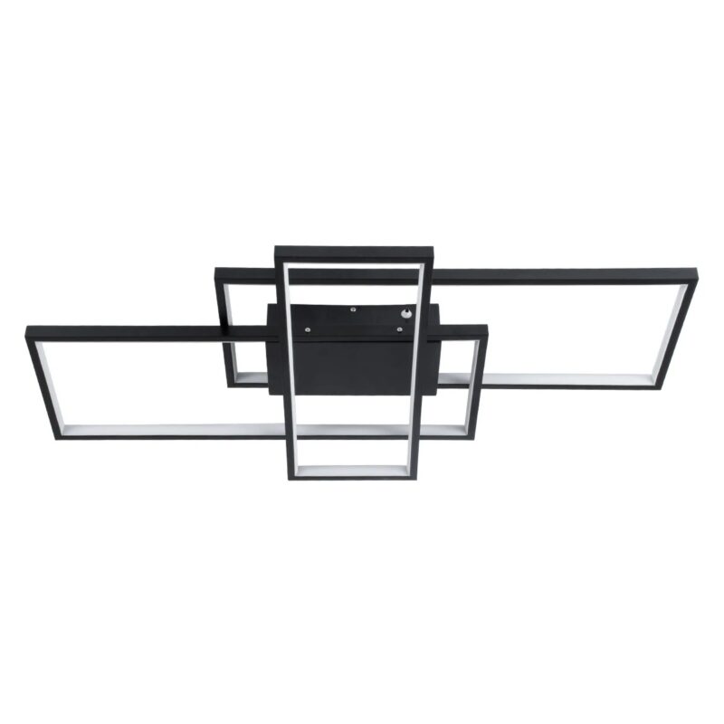 kelvo® QUADRA KLV-101-0293 Φωτιστικό Οροφής LED 100W 10000lm 120° AC 220-240V IP20 Ρυθμιζόμενο Λευκό CCT με Χειριστήριο από 2700K έως 6000K Dimmable – Lumileds SMD Chip – Μαύρο Ματ – Μ85 x Π45 x Υ9cm – 3 Χρόνια Εγγύηση