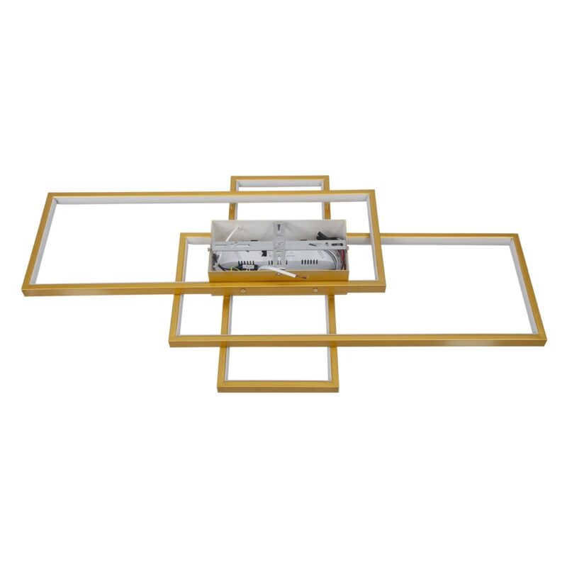 kelvo® QUADRA KLV-101-0295 Φωτιστικό Οροφής LED 100W 10000lm 120° AC 220-240V IP20 Ρυθμιζόμενο Λευκό CCT με Χειριστήριο από 2700K έως 6000K Dimmable – Lumileds SMD Chip – Σαμπανιζέ Χρυσό Ματ – Μ85 x Π45 x Υ9cm – 3 Χρόνια Εγγύηση