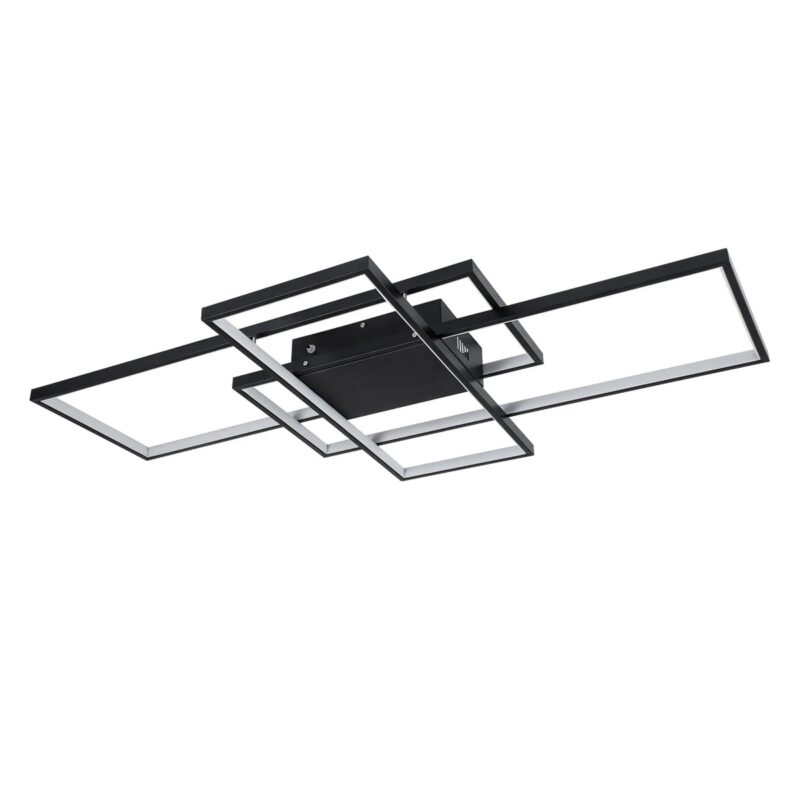 kelvo® QUADRA KLV-101-0296 Φωτιστικό Οροφής LED 120W 12000lm 120° AC 220-240V IP20 Ρυθμιζόμενο Λευκό CCT με Χειριστήριο από 2700K έως 6000K Dimmable – Lumileds SMD Chip – Μαύρο Ματ – Μ105 x Π60 x Υ9cm – 3 Χρόνια Εγγύηση
