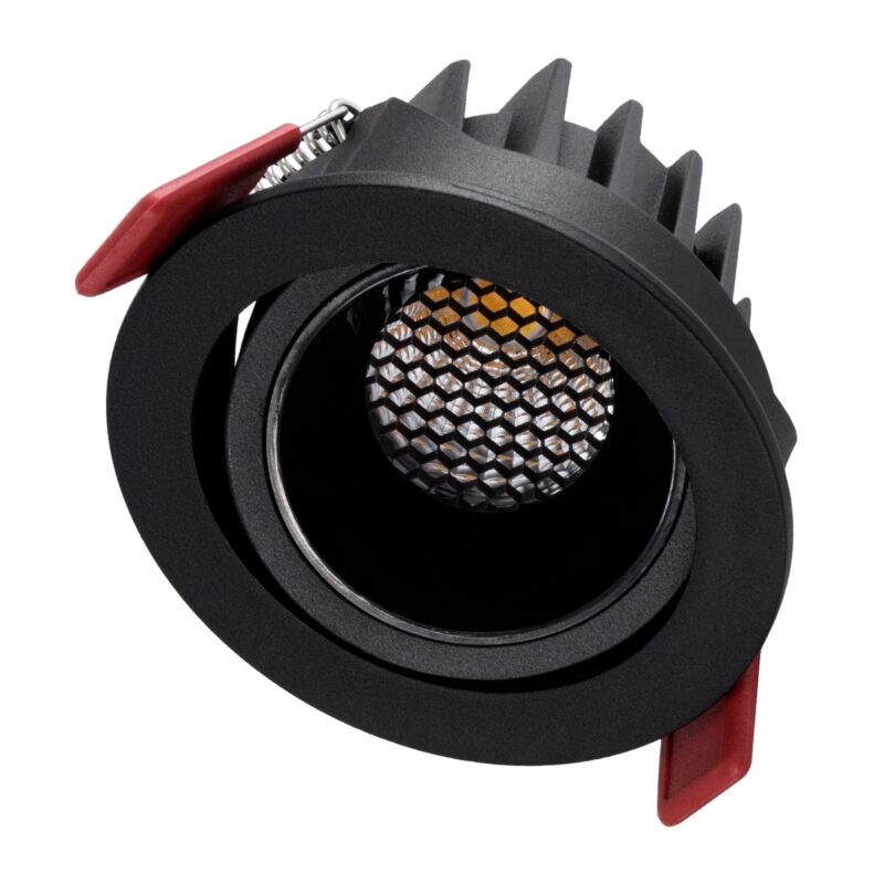 kelvo® LEO KLV-101-0314 Χωνευτό Κινούμενο Φωτιστικό Downlight Σποτ με Honeycomb Anti-Glare Reflector LED 10W 1300lm 38° AC 220-240V IP20 Φυσικό Λευκό 4500K – Bridgelux COB Chip & TÜV SÜD Driver – Μαύρο Ματ – Μ8.5 x Π8.5 x Υ6.6cm / Q7.5cm – 5 Χρόνια Εγγύηση