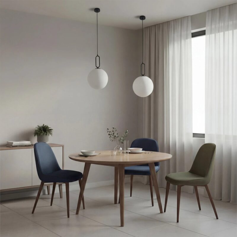 kelvo® BELLISSIMO KLV-101-0374 Κρεμαστό Φωτιστικό Οροφής για Λάμπα με Ντουί E27 AC 220-240V IP20 – Μαύρο Ματ & Λευκό – Μ30 x Π30 x Υ52cm