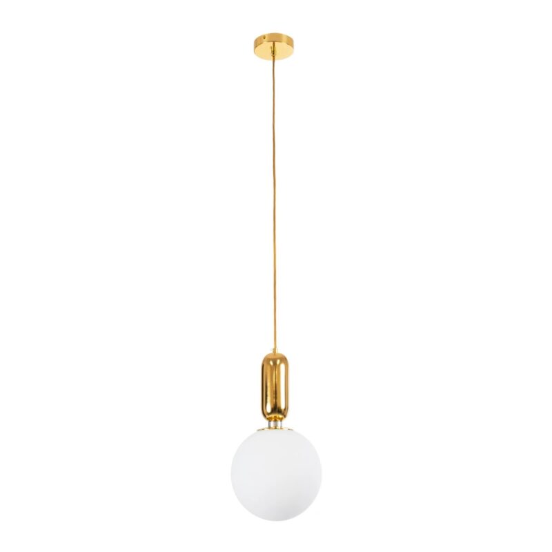 kelvo® ESTETICO KLV-101-0382 Κρεμαστό Φωτιστικό Οροφής για Λάμπα με Ντουί E27 AC 220-240V IP20 – Χρυσό Βούρτσας Πλατίνα & Λευκό – Μ20 x Π20 x Υ38cm