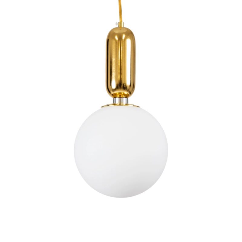 kelvo® ESTETICO KLV-101-0382 Κρεμαστό Φωτιστικό Οροφής για Λάμπα με Ντουί E27 AC 220-240V IP20 – Χρυσό Βούρτσας Πλατίνα & Λευκό – Μ20 x Π20 x Υ38cm