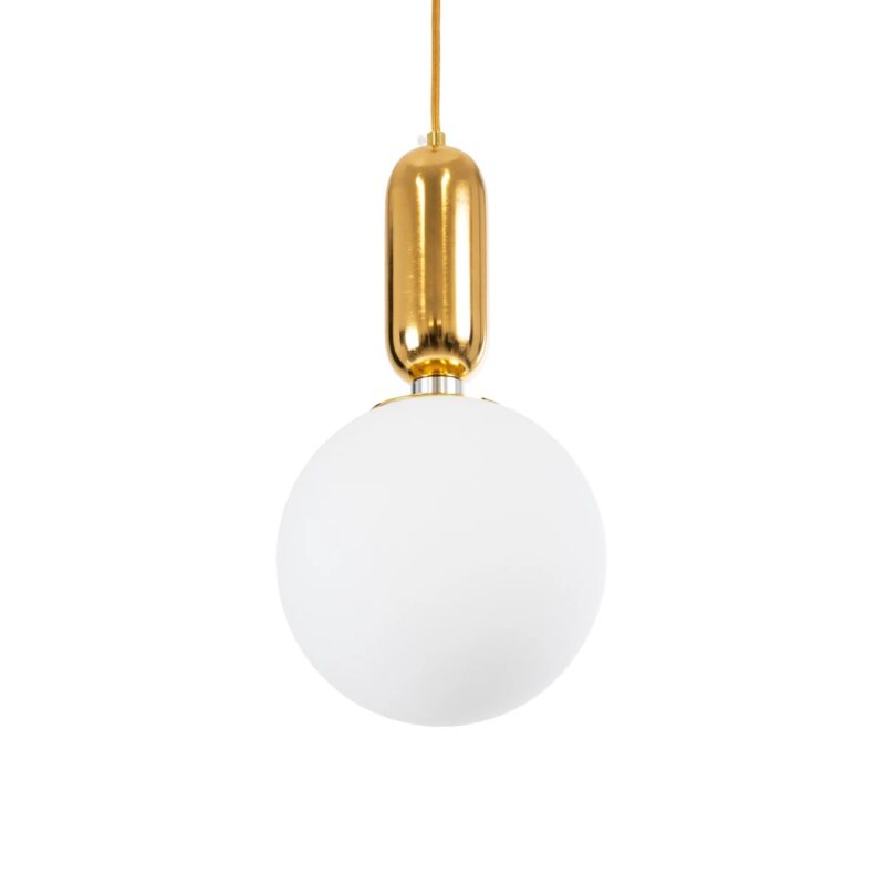 kelvo® ESTETICO KLV-101-0382 Κρεμαστό Φωτιστικό Οροφής για Λάμπα με Ντουί E27 AC 220-240V IP20 – Χρυσό Βούρτσας Πλατίνα & Λευκό – Μ20 x Π20 x Υ38cm