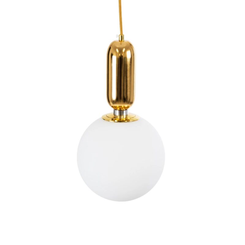 kelvo® ESTETICO KLV-101-0382 Κρεμαστό Φωτιστικό Οροφής για Λάμπα με Ντουί E27 AC 220-240V IP20 – Χρυσό Βούρτσας Πλατίνα & Λευκό – Μ20 x Π20 x Υ38cm