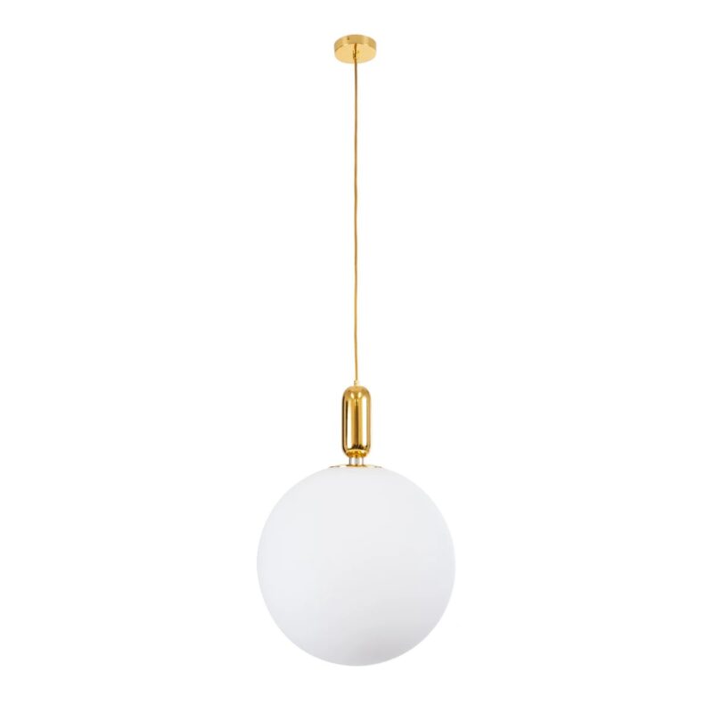 kelvo® ESTETICO KLV-101-0384 Κρεμαστό Φωτιστικό Οροφής για Λάμπα με Ντουί E27 AC 220-240V IP20 – Χρυσό Βούρτσας Πλατίνα & Λευκό – Μ40 x Π40 x Υ58cm