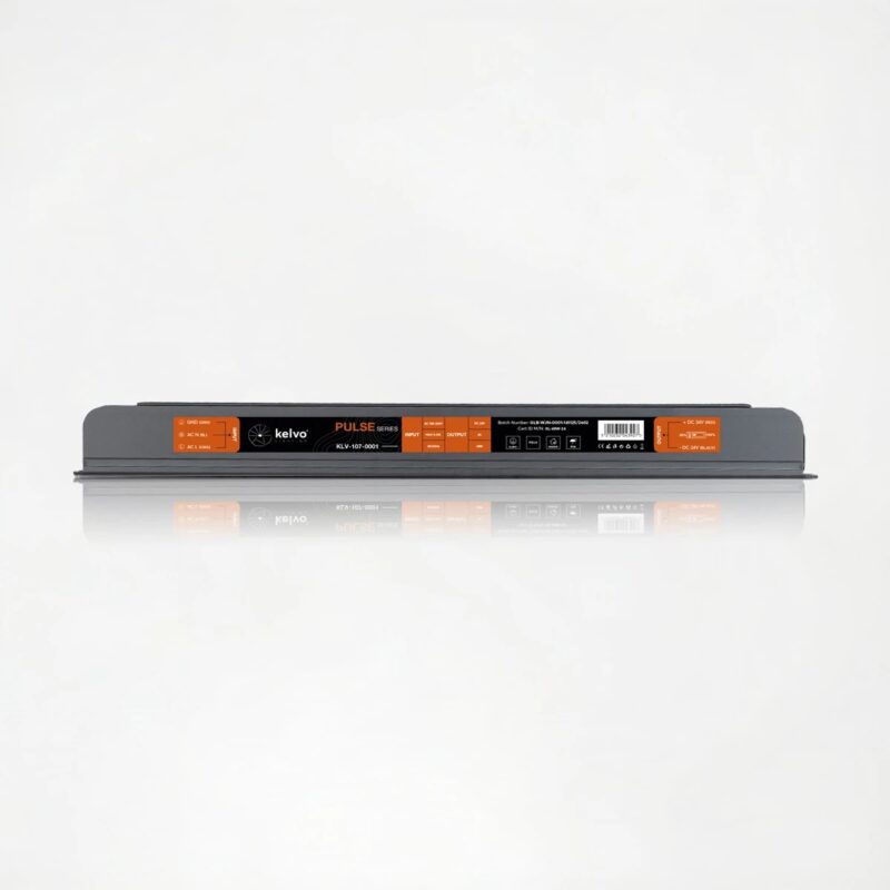 kelvo® PULSE KLV-107-0001 Ultra Slim Τροφοδοτικό/Μετασχηματιστής Class I PELV 48W 2A AC 220-240V σε DC 24V IP20 – Γκρι Ανθρακί Ματ – Μ20.1 x Π1.9 x Υ2cm – 5 Χρόνια Εγγύηση