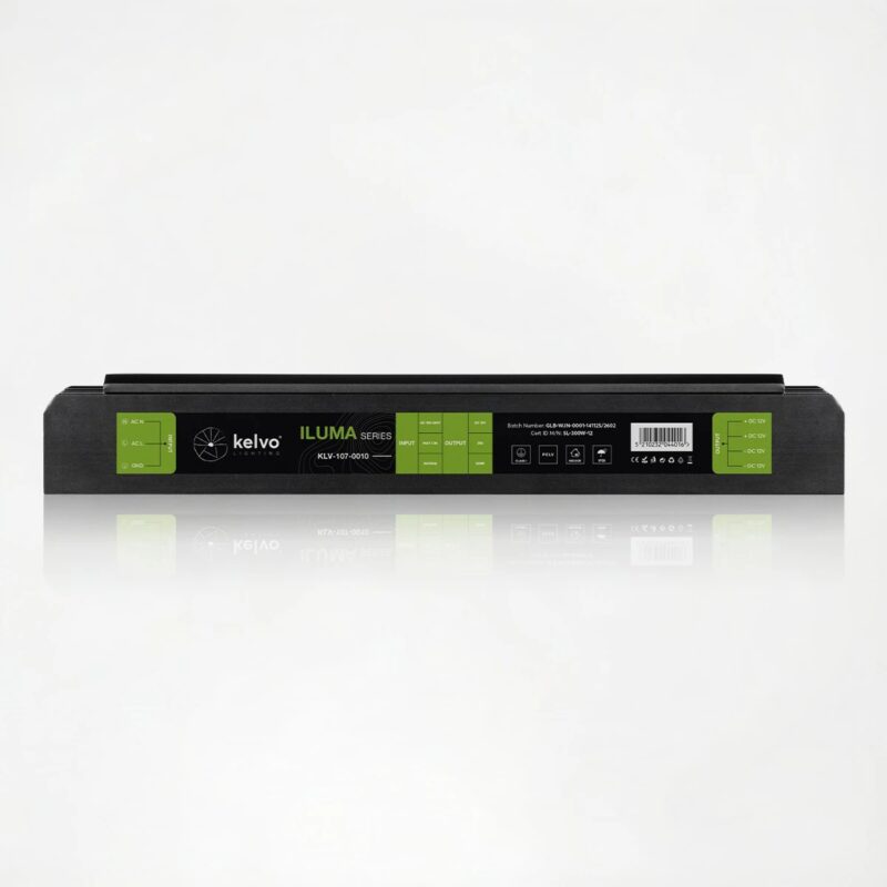 kelvo® ILUMA KLV-107-0010 Slim Τροφοδοτικό/Μετασχηματιστής Class I PELV 300W 25A AC 220-240V σε DC 12V IP20 – Γκρι Ανθρακί Ματ – Μ19.6 x Π5.9 x Υ2.8cm – 5 Χρόνια Εγγύηση