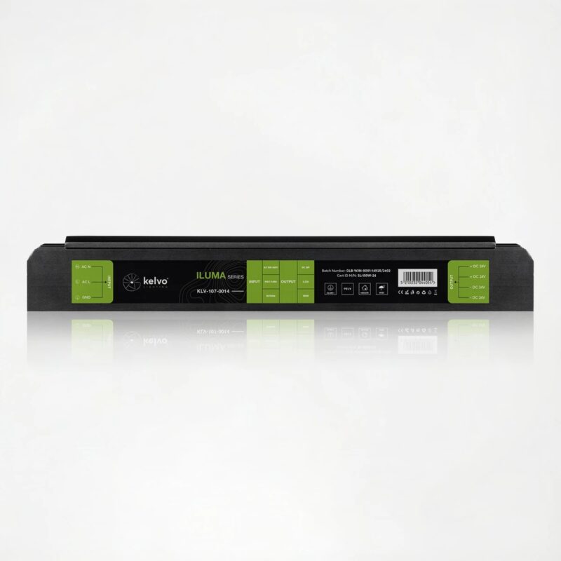 kelvo® ILUMA KLV-107-0014 Slim Τροφοδοτικό/Μετασχηματιστής Class I PELV 150W 6.25A AC 220-240V σε DC 24V IP20 – Γκρι Ανθρακί Ματ – Μ18.1 x Π4.8 x Υ2.8cm – 5 Χρόνια Εγγύηση