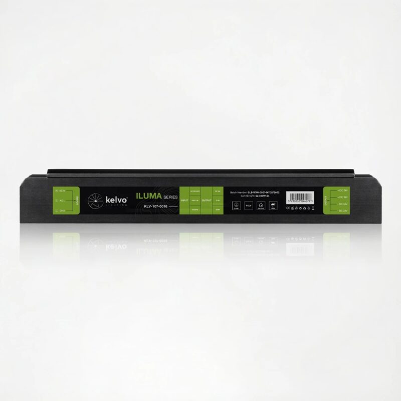 kelvo® ILUMA KLV-107-0016 Slim Τροφοδοτικό/Μετασχηματιστής Class I PELV 300W 12.5A AC 220-240V σε DC 24V IP20 – Γκρι Ανθρακί Ματ – Μ19.6 x Π5.9 x Υ2.8cm – 5 Χρόνια Εγγύηση