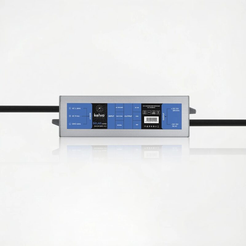 kelvo® SELAS KLV-107-0018 Τροφοδοτικό/Μετασχηματιστής Class II SELV 15W 1.25A AC 220-240V σε DC 12V Αδιάβροχο IP67 – Γκρι Ανθρακί Ματ – Μ11 x Π3 x Υ2cm – 5 Χρόνια Εγγύηση